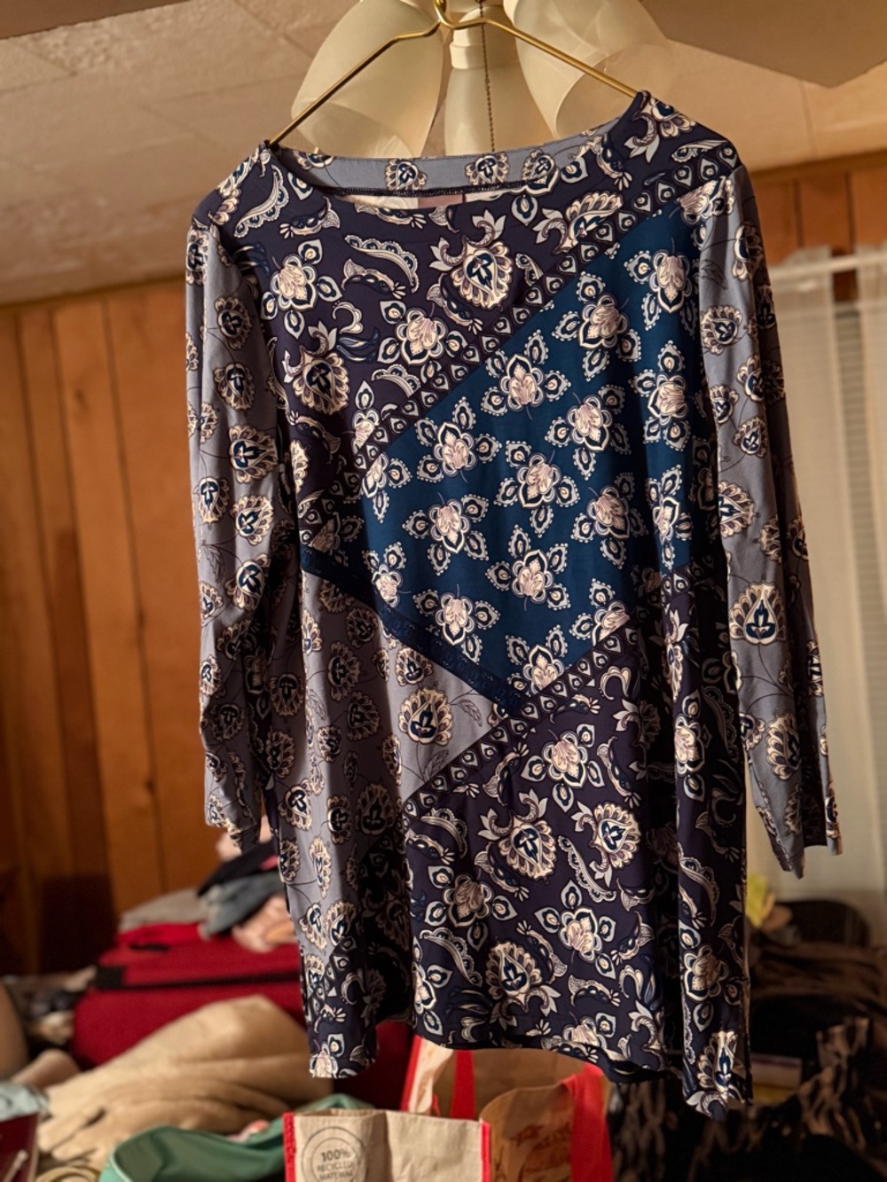 Chico's Blue and Navy Printed Blouse